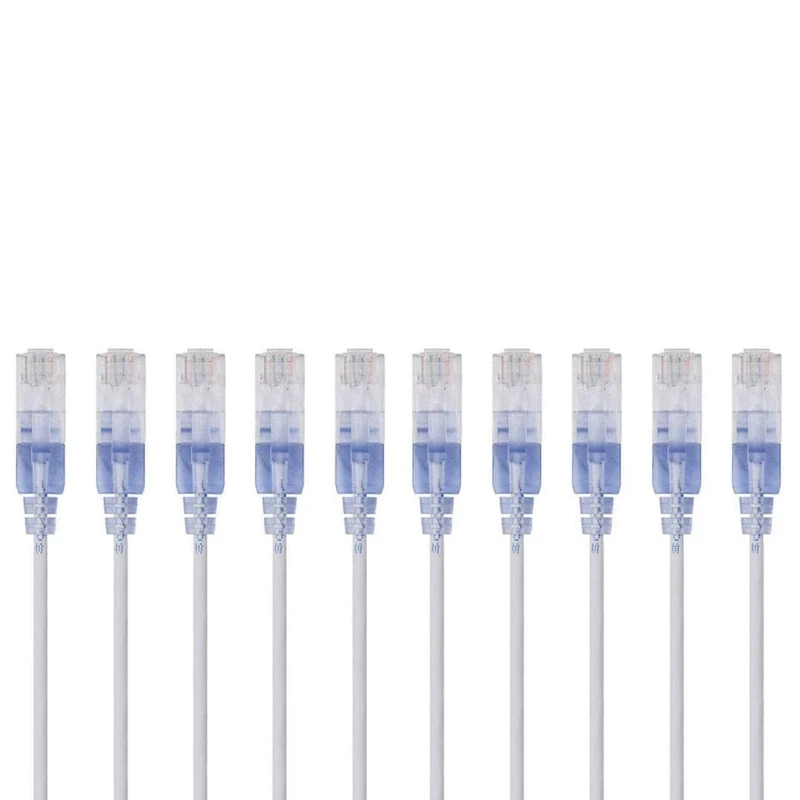 Monoprice Cat6A Ethernet Patch Cable - Snagless RJ45, 550Mhz, 10G, UTP, Pure Bare Copper Wire, 30AWG, 10-Pack, 25 Feet, White - SlimRun Series