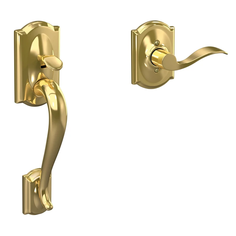 SCHLAGE FE285-CAM-ACC-CAM-LH Camelot Lower Handle Set for Electronic Keypad with, Polished Brass