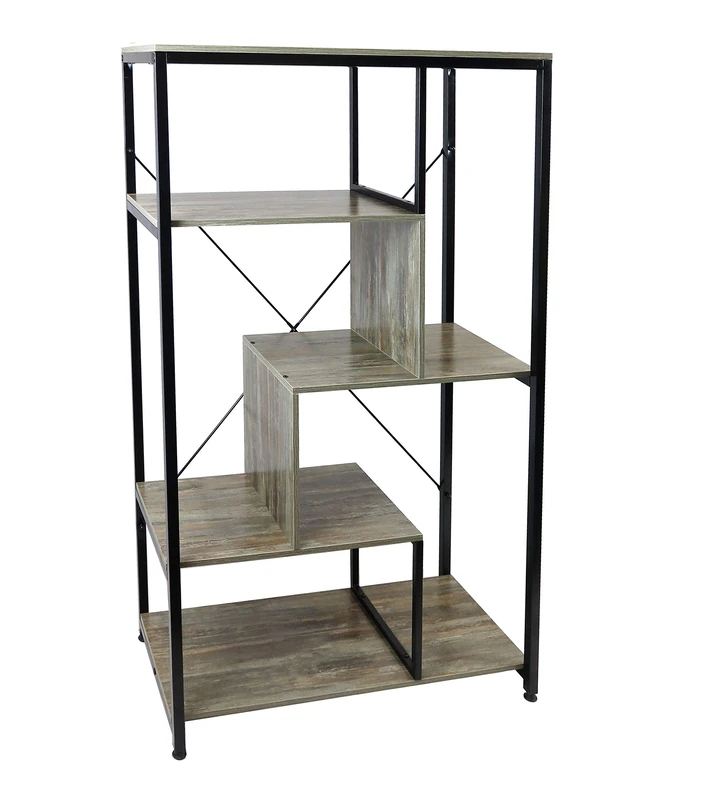 Aspect Industrial Metal and Wood Storage Book Shelf, Vintage, 75(W) x30(D) x130(H) cm - Image 1