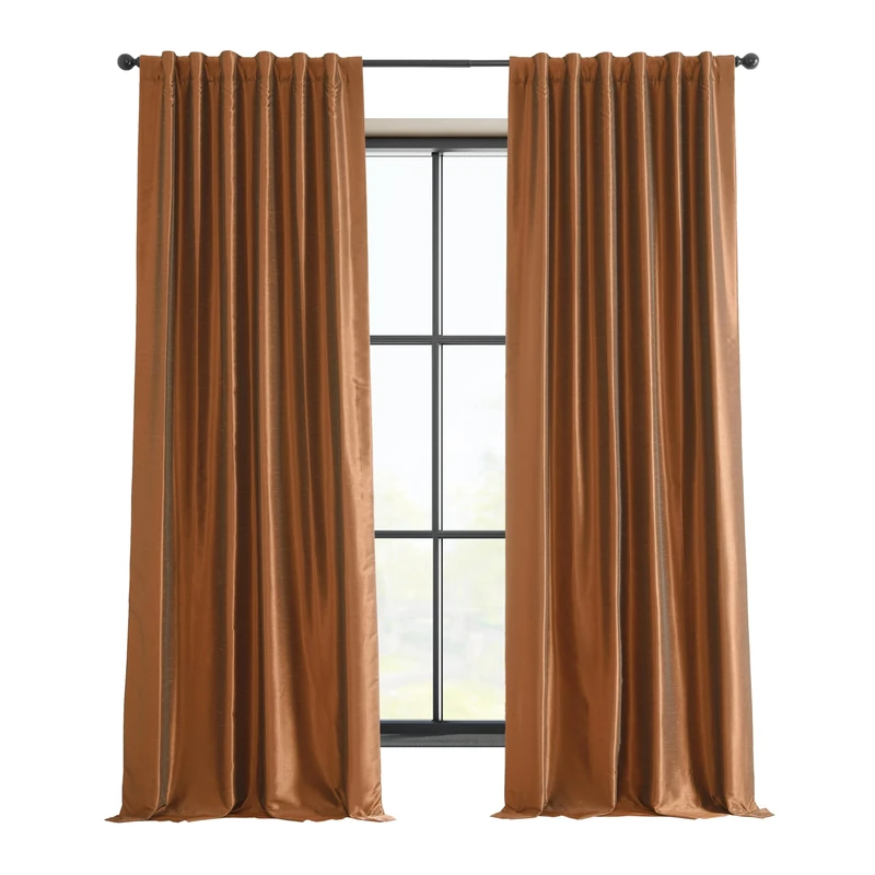 HPD Half Price Drapes Faux Silk Blackout Curtains for Room Decor Vintage Textured (1 Panel), PDCH-KBS36BO-108, Copper Kettle 50 in x 108 in