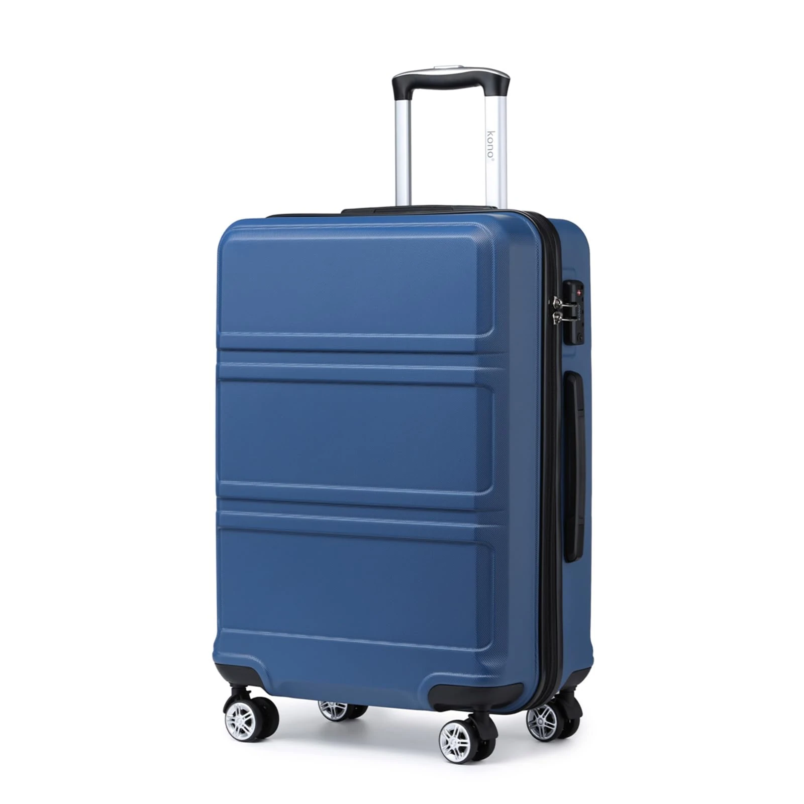 Kono Fashion Hand Luggage Lightweight ABS Hard Shell Trolley Travel Suitcase with TSA Combination Lock and 4 Wheels Cabin Carry-on Suitcases 2 Year Warranty Durable (20", Navy)