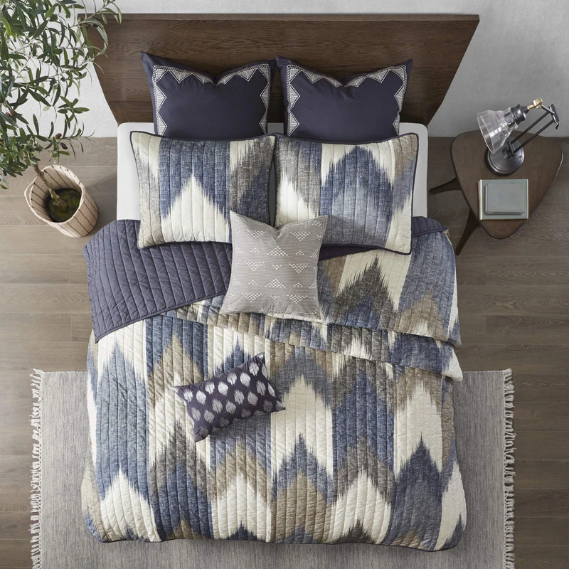 INK+IVY All Season Bedding Set, Cotton, Navy, Full/Queen