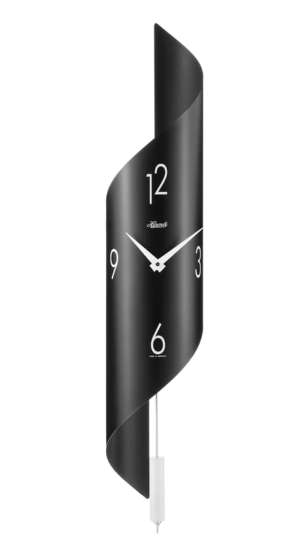 Hermle Wall Clock, Stainless Steel, Black-White, 67cm x 15cm x 16cm