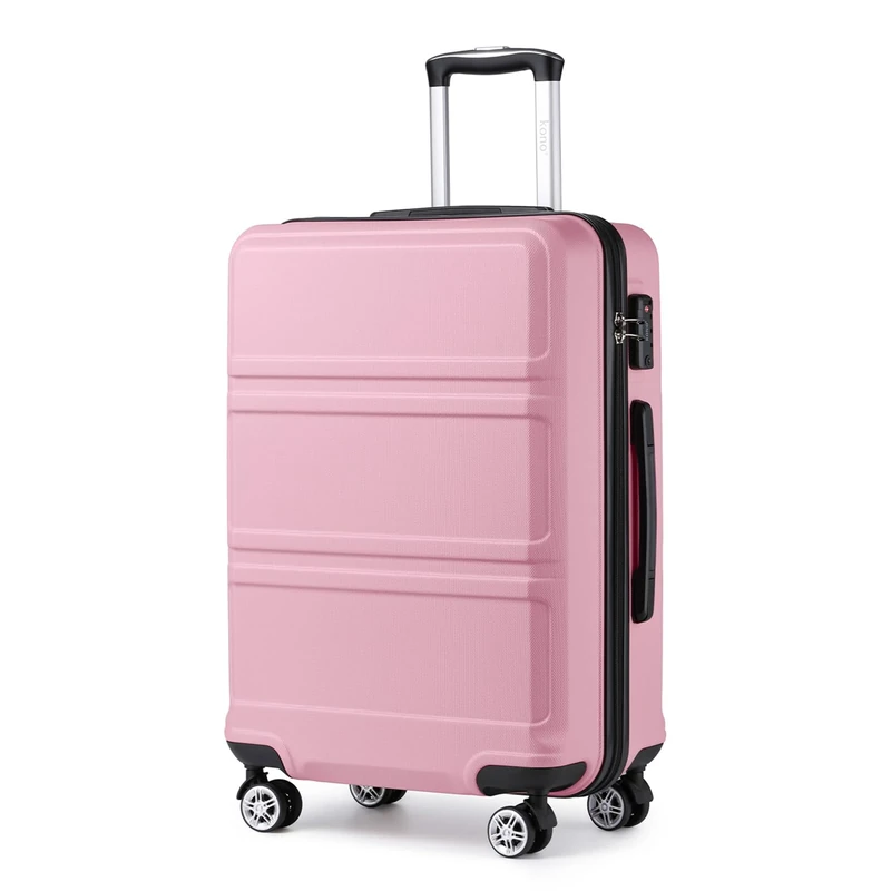 Kono Medium 24 Inch Luggage Lightweight ABS Hard Shell Trolley Travel Case with 4 Wheels Fashion Suitcase (24", Pink)