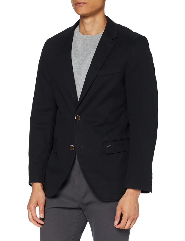 camel active Men's 442535 Plain Regular Fit Blazer, Black, 36(Manufacturer Size: 36)