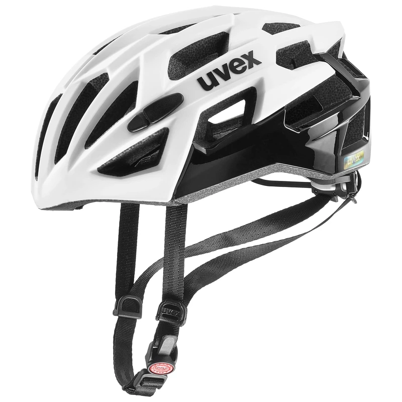 uvex Race 7 - Secure Performance Bike Helmet for Men & Women - Individual Fit - Extra Impact Protection - White Black - 51-55 cm