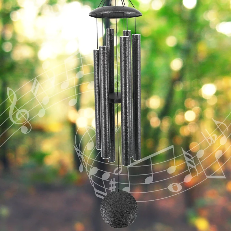 ASTARIN Wind Chimes Outdoor, 45-Inch Memorial Wind Chimes with 6 Heavy Tubes, Unique Outdoor Decor, Sympathy Gifts, Antique Silver