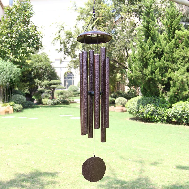 Astarin Outdoor Deep Tone Wind Chimes, 45 in Memorial Chimes with 6 Heavy Tubes, Large Deep Tone for Garden Hanging Décor, Sympathy Gifts. Bronze