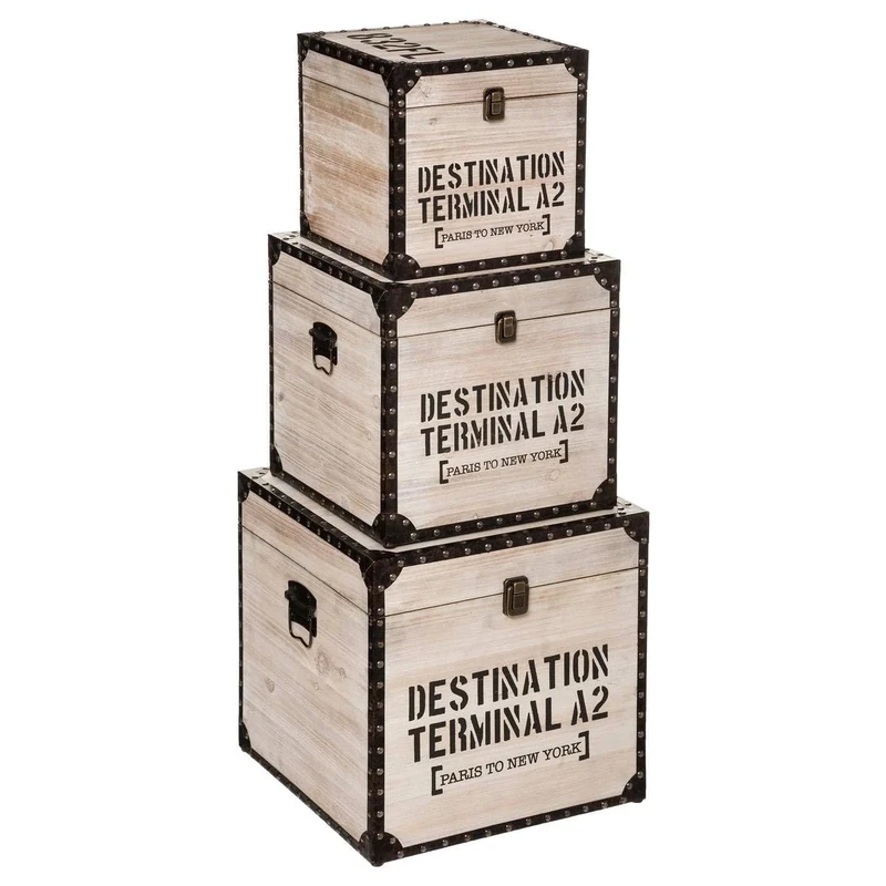 Lot of 3 Square Trunks Factory