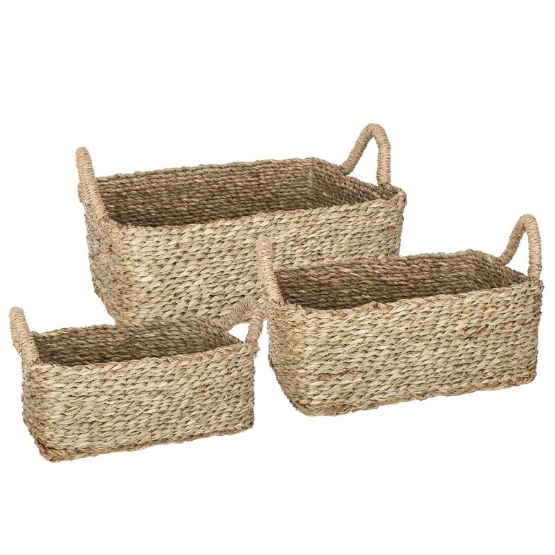 Atmosphera - Set of 3 Rectangular Baskets - Reeds - Natural
