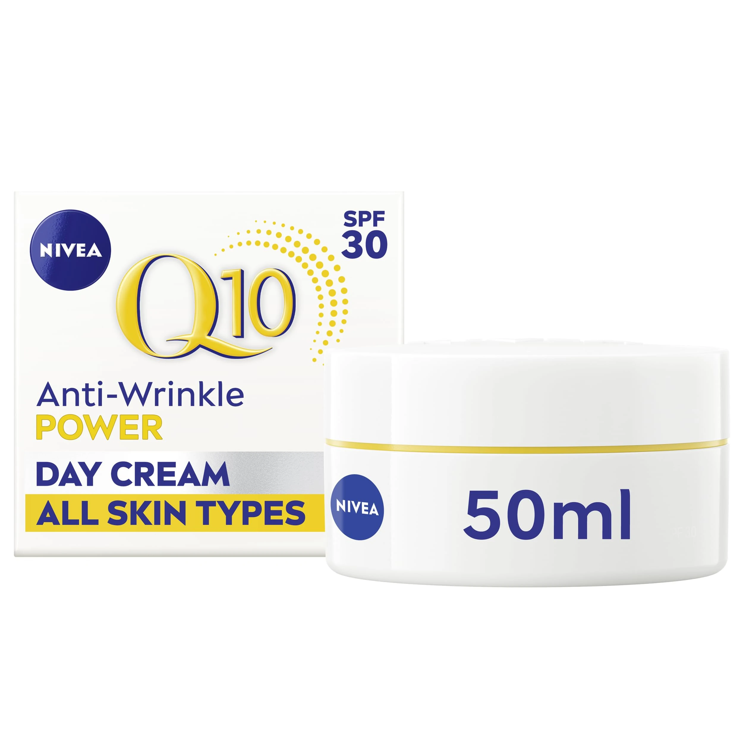 NIVEA Q10 Anti-Wrinkle Power SPF30 Firming Day Cream (50ml), Facial Moisturiser to Reduce Wrinkles, Firming Cream to Nourish and Achieve Firmer Skin in 7 Days