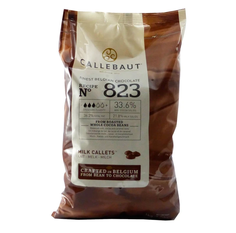 Callebaut 823 Finest Belgian Milk Chocolate Couverture Callets 33.6% Cocoa 400g