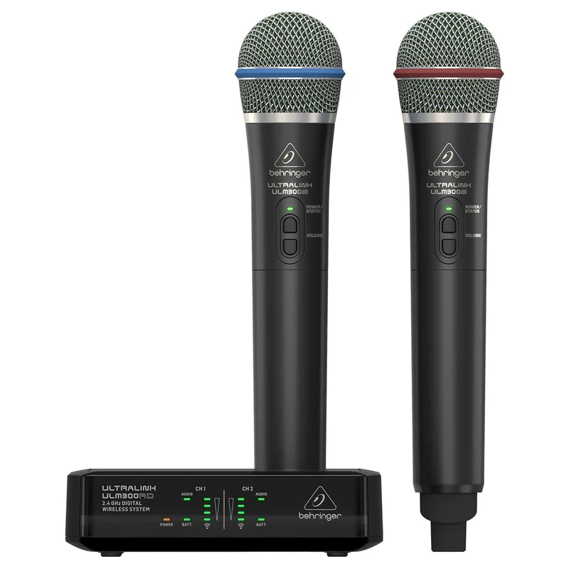 Behringer ULTRALINK ULM302MIC High-Performance 2.4 GHz Digital Wireless System with 2 Handheld Microphones and Receiver