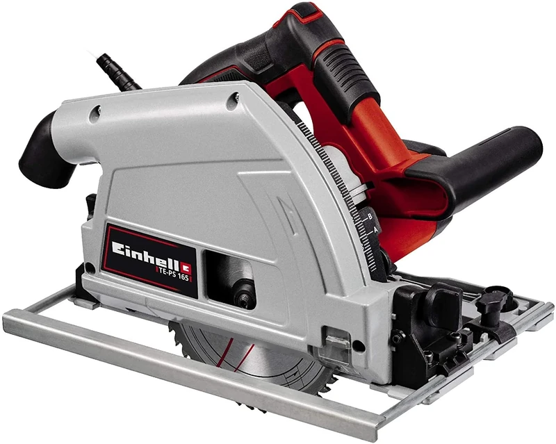 Einhell Plunge Saw TE-PS 165 (1200 W, Tool-Free Adjustment of Cutting Depth + Tilt Angle, High-Grade Carbide Saw Blade, Blade Lock)