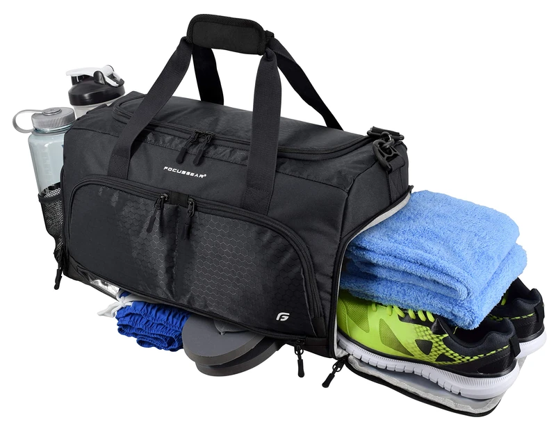 Ultimate Gym Bag 2.0: The Durable Crowdsource Designed Duffel Bag with 10 Optimal Compartments Including Water Resistant Pouch, Black, Small (15")