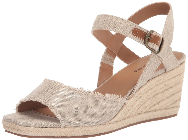 Lucky Brand Women's Mindra Espadrille Wedge Sandal, Natural/Plat, 4.5 UK