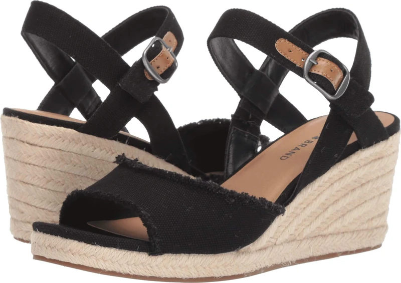 Lucky Brand Women's Mindra Espadrille Wedge Sandal, Black, 7 UK