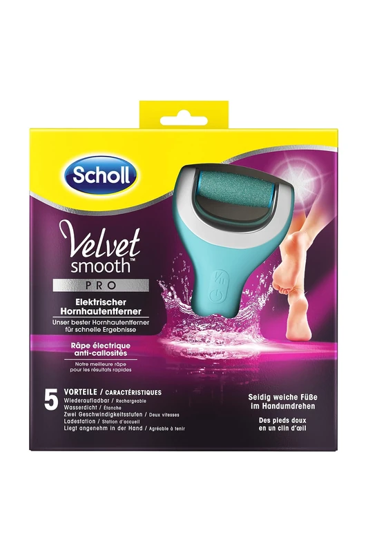 Scholl Velvet Smooth Electric Callus Remover Pro - for Callus Removal on Wet and Dry Feet - Rechargeable - 1 Device + Charging Station (Pack of 1)