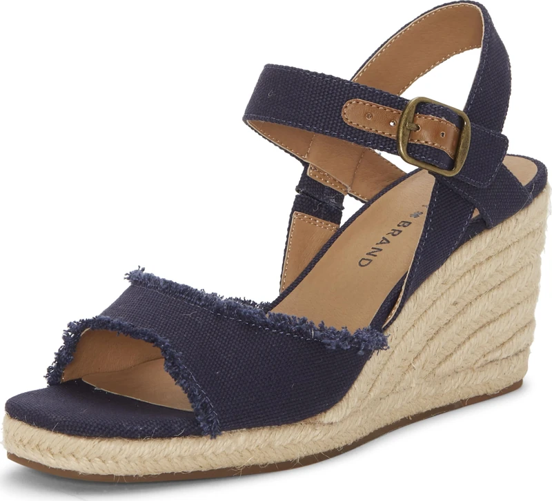 Lucky Brand Women's MINDRA Espadrille Wedge Sandal, Indigo, (8.5 M) US