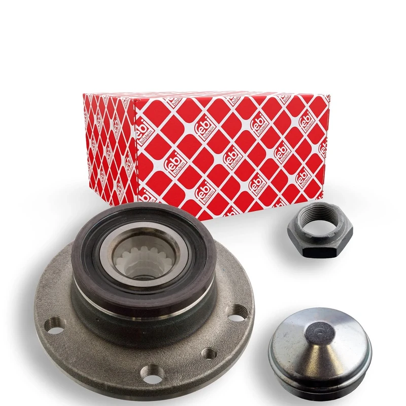 febi bilstein 103779 Wheel Bearing Kit with wheel hub, axle nut and dust cap, pack of one