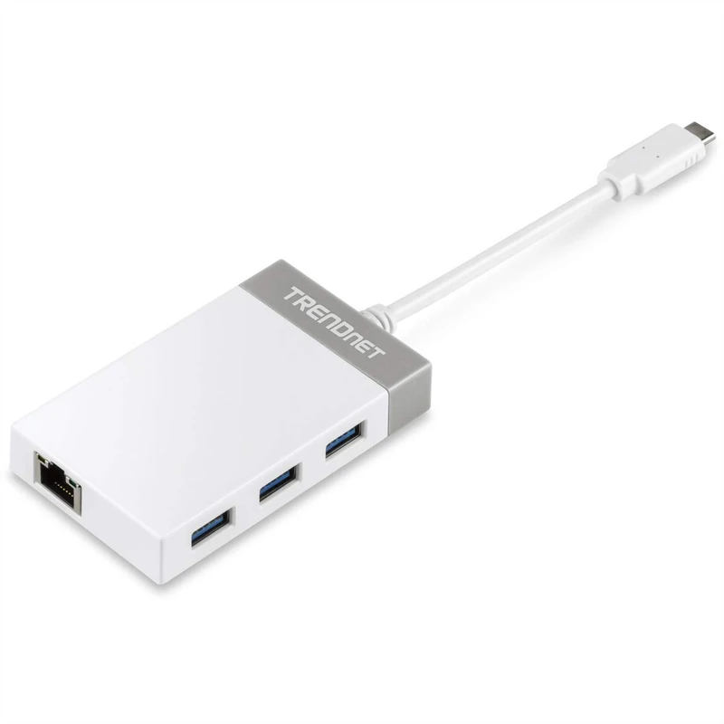 TRENDnet USB-C to Gigabit Adapter Hub, 12.7 cm (5") for Windows, Mac OS, MacBook and Surface Pro, TUC-ETGH3