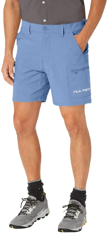 HUK Men's Standard Next Level Quick-Drying Performance Fishing Shorts, Carolina Blue-10.5", 3X-Large