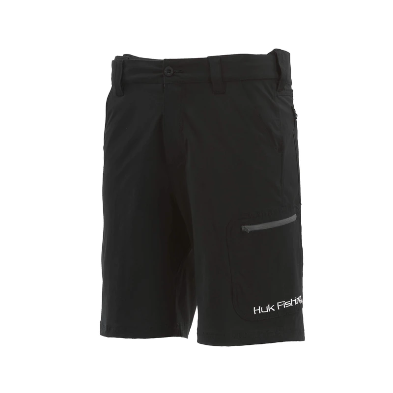HUK Men's Standard Next Level Quick-Drying Performance Fishing Shorts, Black-10.5", Small