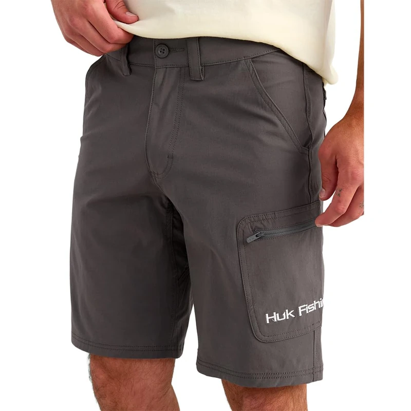 HUK Men's Standard Next Level Quick-Drying Performance Fishing Shorts, Charcoal-10.5", Large
