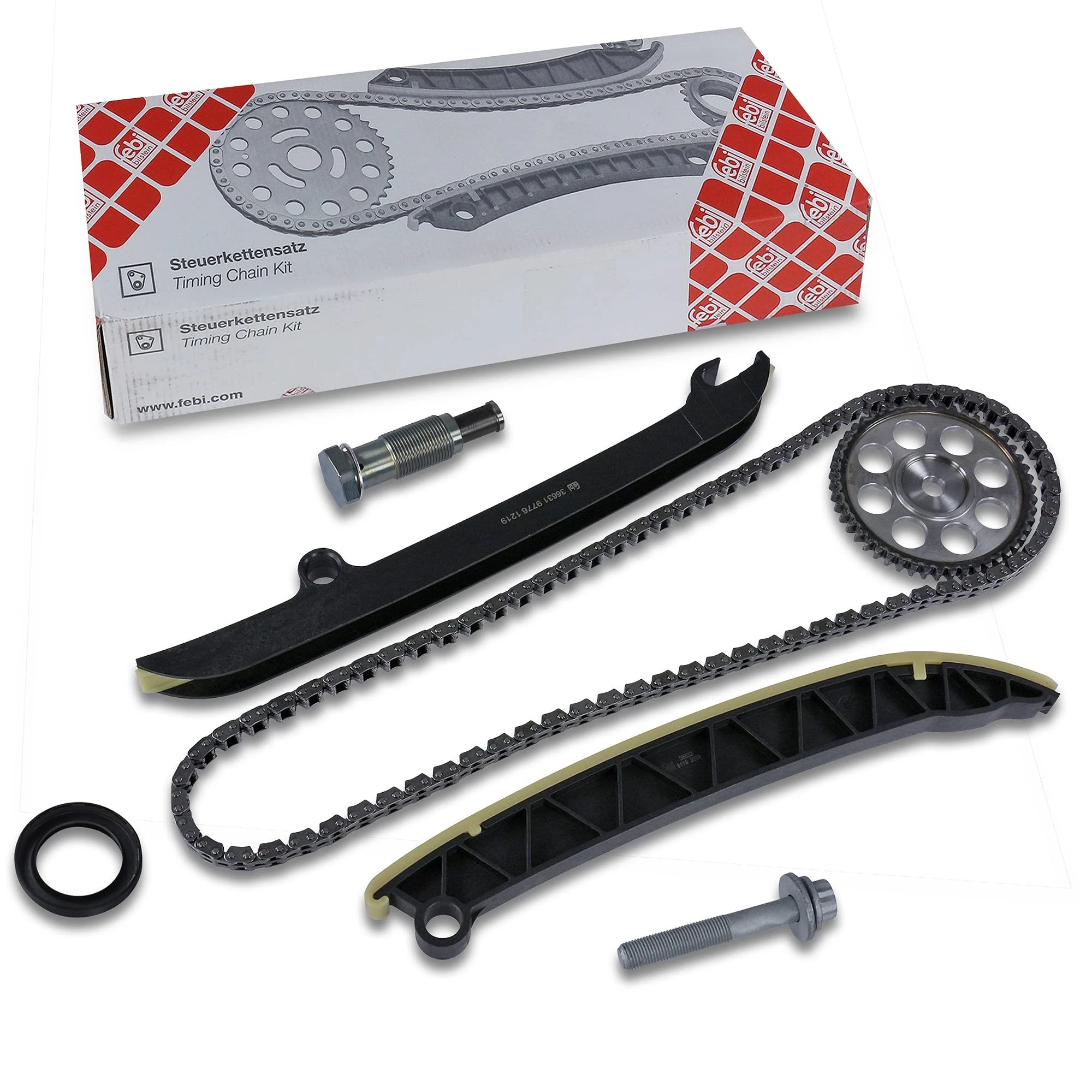 febi bilstein 104259 Timing Chain Kit for camshaft, with sliding rails and chain tensioner, pack of one