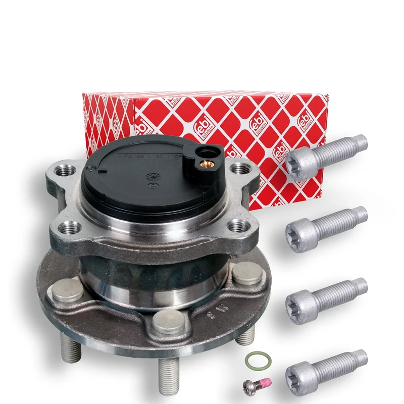 febi bilstein 102496 Wheel Bearing Kit with wheel hub, ABS sensor ring and additional parts, pack of one