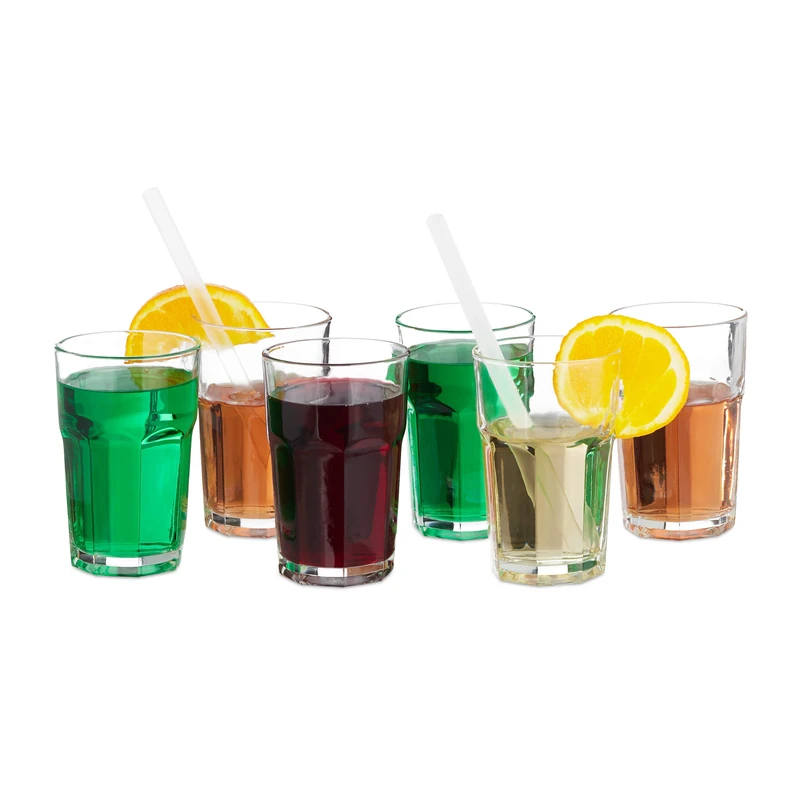 Relaxdays Drinkware / Glassware 6-Piece Set, Fine Clear Crystal Glass Set, Dishwasher-Safe