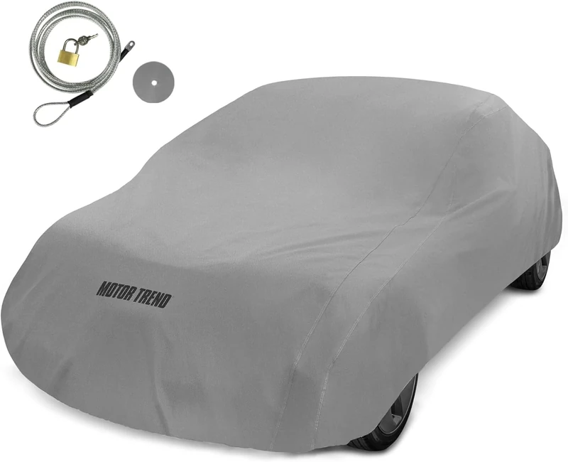 Motor Trend Breathable Lightweight Car Cover, Anti-Moisture Build-Up Water-Resistant Scratch-Resistant Travel-Friendly, Universal Fit for Cars SUVs Trucks Vans All-Weather Outdoor/Indoor, (XL) 210" L