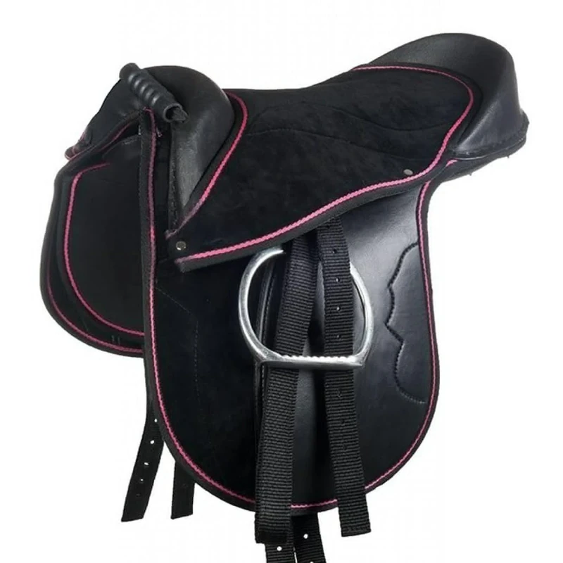 HKM Funny Horses Equestrian Saddles Schwarz/Pink 12"