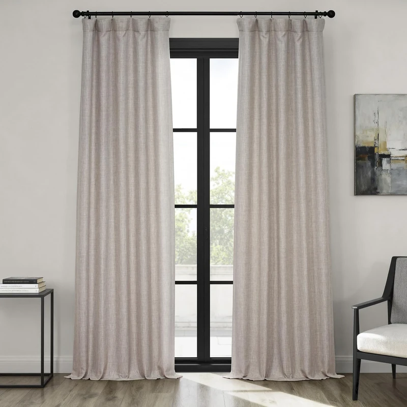 HPD Half Price Drapes Faux Linen Room Darkening Curtains - 120 Inches Long Luxury Linen Curtains for Bedroom & Living Room (1 Panel), 50W X 120L, Clay