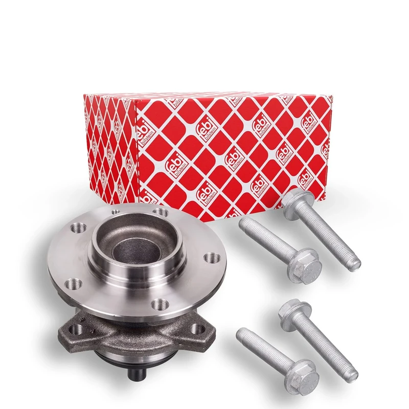 febi bilstein 102837 Wheel Bearing Kit with wheel hub, ABS sensor ring and additional parts, pack of one