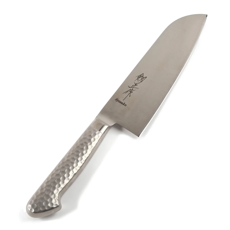 Syosaku Japanese Multi Purpose Chef Knife INOX AUS-8A Stainless Steel Integrated Handle, Santoku 7-inch (180mm)