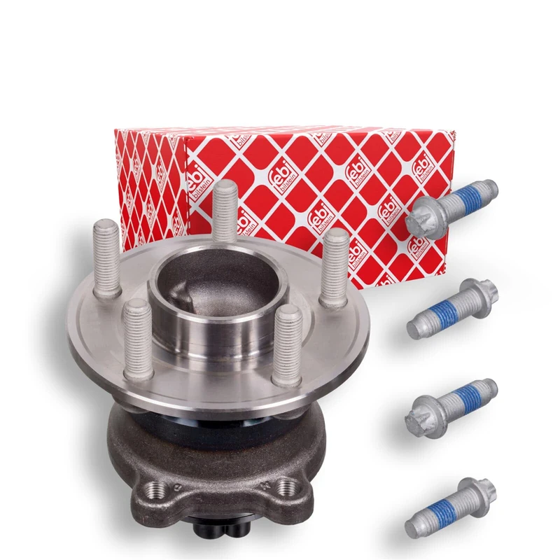 febi bilstein 102785 Wheel Bearing Kit with wheel hub, ABS sensor ring and additional parts, pack of one