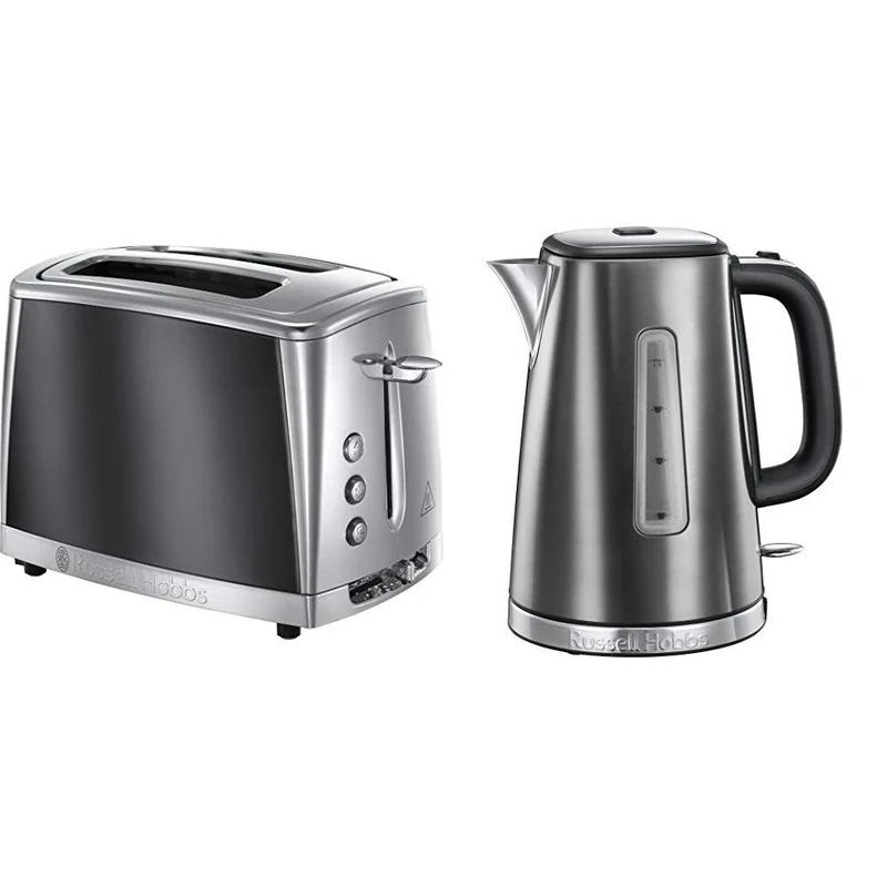 Russell Hobbs 23221 Luna Two Slice Toaster, 1500 W, Grey with Kettle