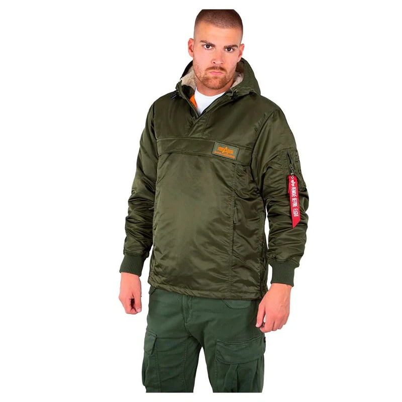 ALPHA INDUSTRIES Men's HPO Anorak Jacket, dark green, 3XL - Image 1