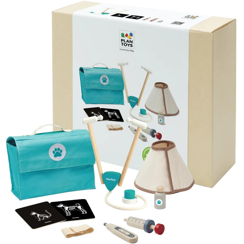 PlanToys 3490 Veterinary Set - Multiple Colour Pretend Play - Image 1