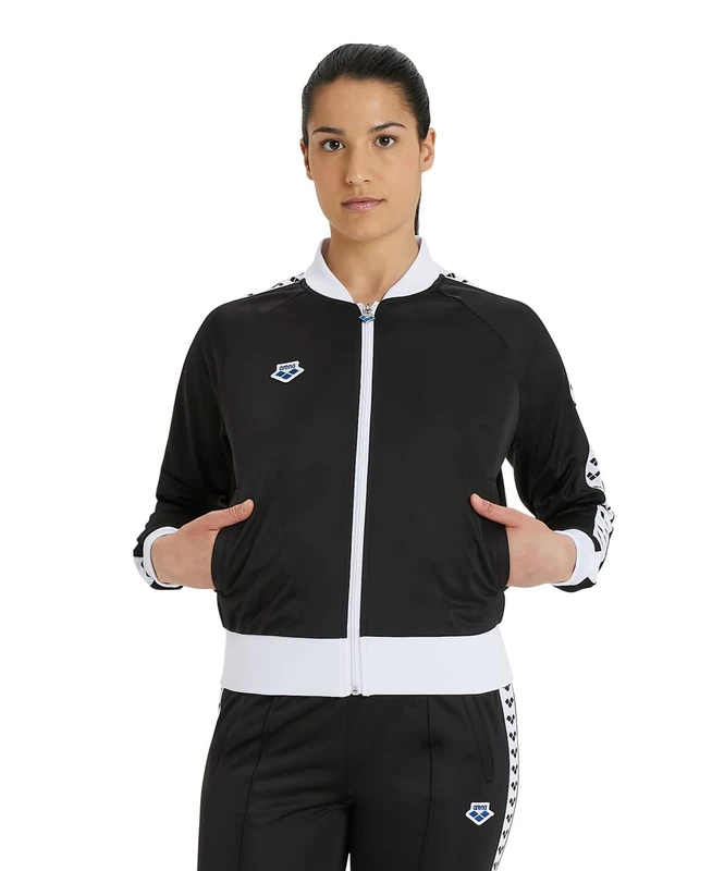 Arena Women Icons Jacket Relax Team Jacket - Black-White-Black, Large