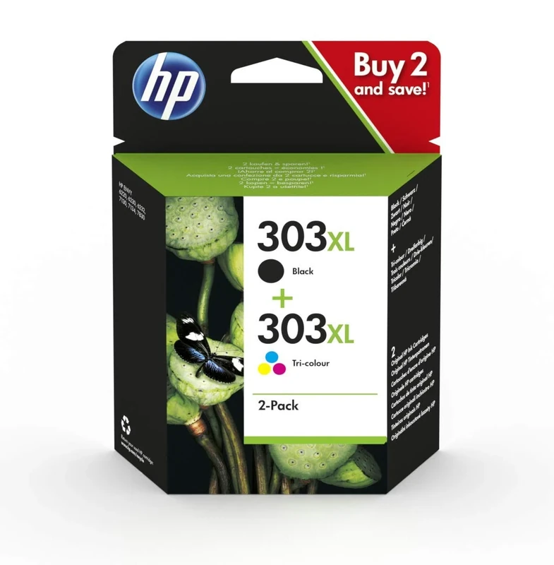 HP 3YN10AE 303XL High Yield Original Ink Cartridges, Black and Tri-Colour, Multipack