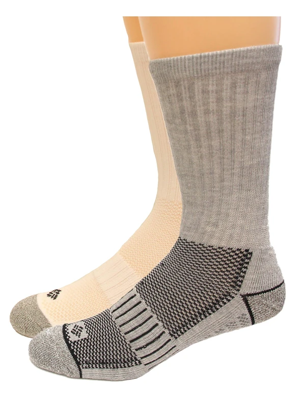 Columbia Men's Pique Weave Crew Socks, 6 Pairs Casual, Grey/White, 4.5-12 UK (Pack of 6)