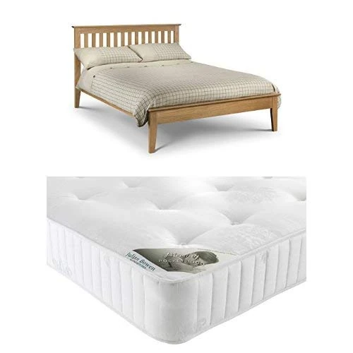SALERNO SHAKER BED OAK 150CM & MEMORY POCKET 150CM MATTRESS