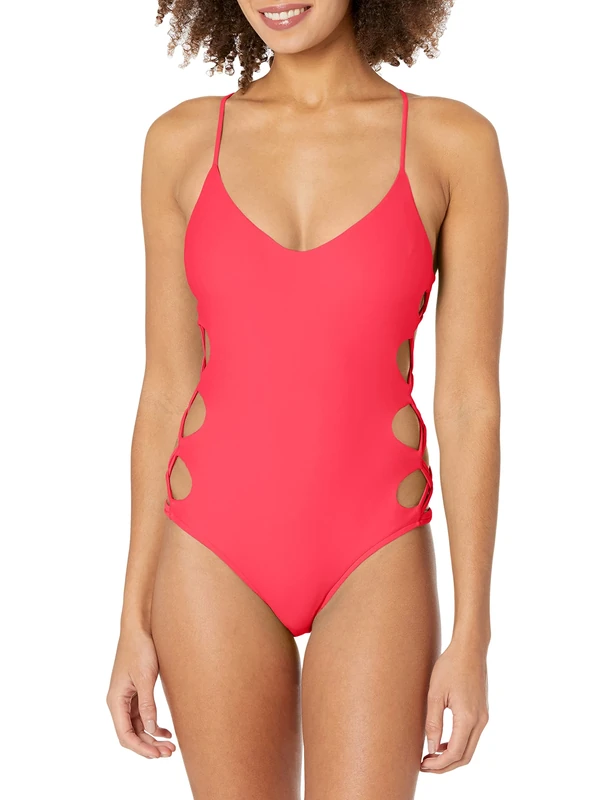 Body Glove Women's Crissy Solid One Piece Swimsuit with Strappy Side Detail, Smoothies Diva, X-Small