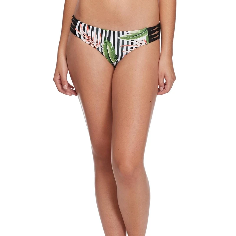 Body Glove Women's Standard Ruby Low Rise Multi Strap Bikini Bottom Swimsuit, Samoa Black, Large, Samoa Black, Large