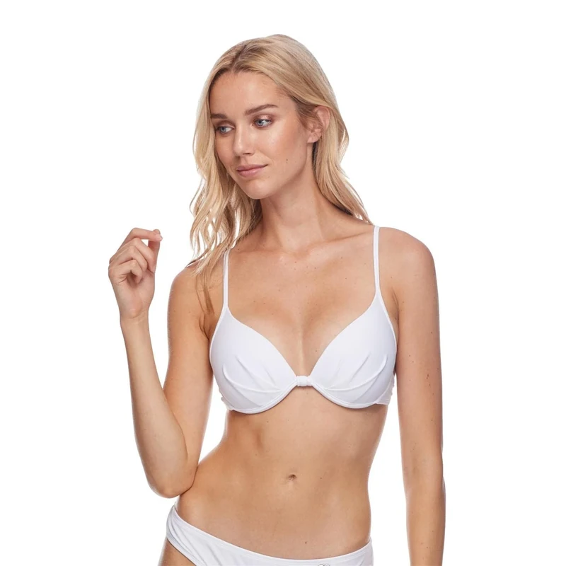 Body Glove Women's Greta Solid Molded Cup Push Up Underwire Bikini Top Swimsuit, Smoothies Snow, Medium