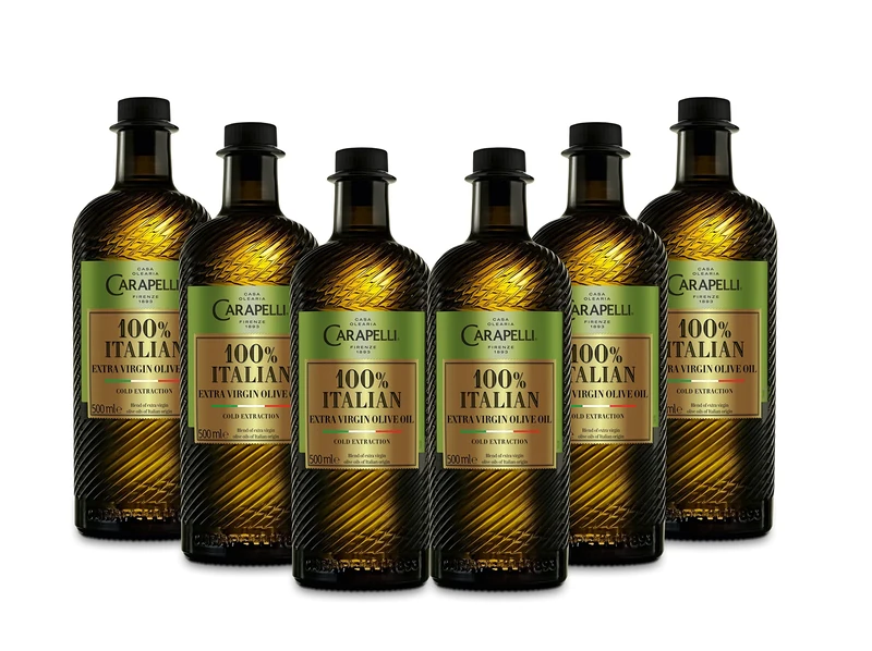 Carapelli 100% Italian Extra Virgin Olive Oil, Cold Pressed Extra Virgin Olive Oil, Pack of 6 x 500 ml