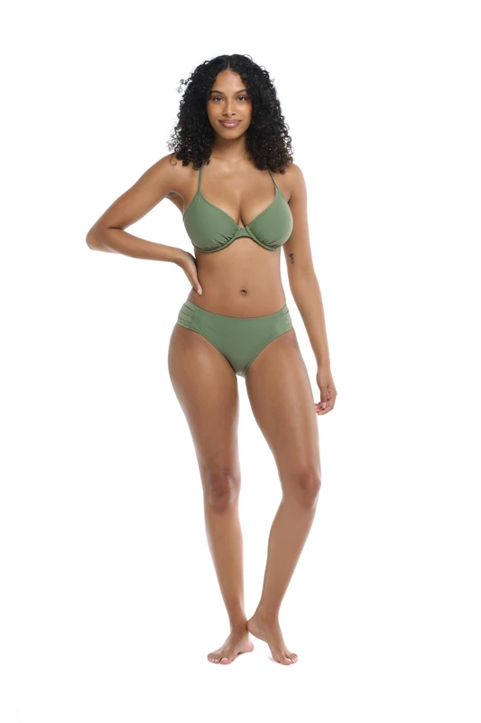 Body Glove Women's Smoothies Nuevo Contempo Solid Full Coverage Bikini Bottom Swimsuit, Cactus, X-Large