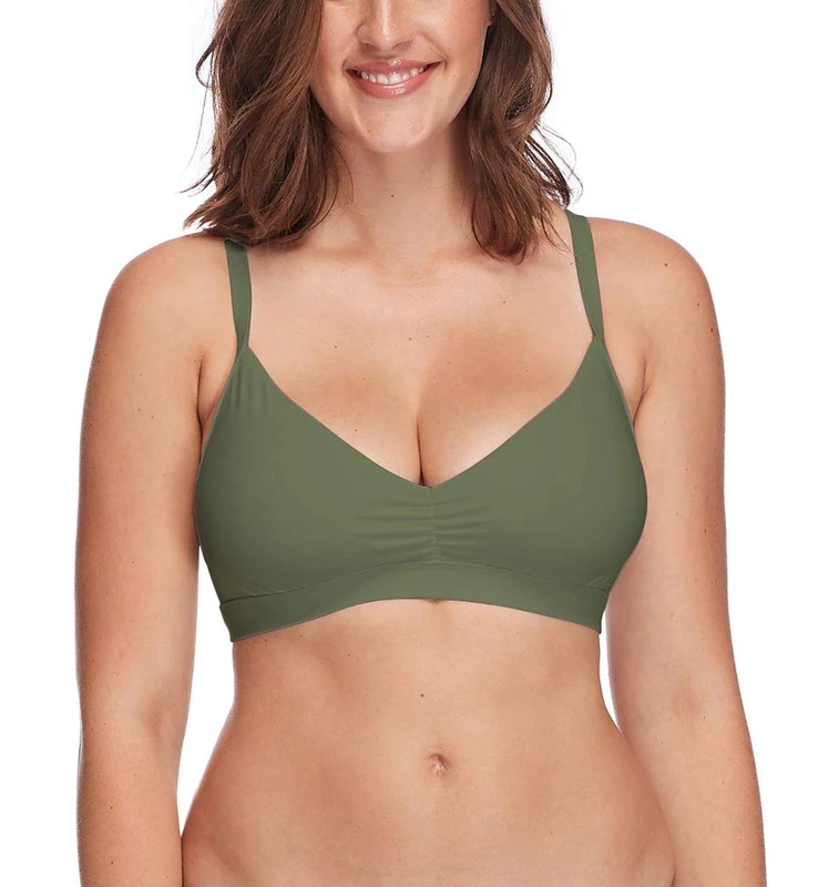 Body Glove Women's Smoothies Drew Solid D, Dd, E, F Cup Bikini Top Swimsuit, Cactus, E